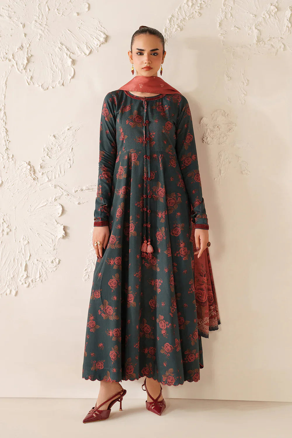 Baroque 2 pcs Printed Unstitched Lawn Suit - UF-4298